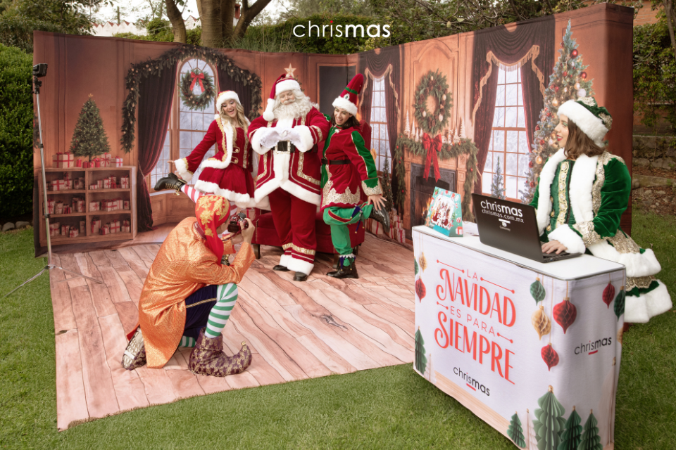 Kiosco de fotos navideñas para escuelas.
